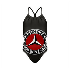 Детский купальник 3D с принтом Mercedes-Benz в Новосибирске, Полиэстер 85%, Спандекс 15% | Слитный крой, подклад по переду изделия, узкие бретели | car | germany | logo | make | mercedes benz | автомобиль | германия | логотип | марка | мерседес бенц