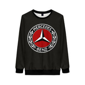 Женский свитшот 3D с принтом Mercedes-Benz в Новосибирске, 100% полиэстер с мягким внутренним слоем | круглый вырез горловины, мягкая резинка на манжетах и поясе, свободная посадка по фигуре | car | germany | logo | make | mercedes benz | автомобиль | германия | логотип | марка | мерседес бенц