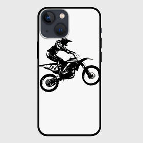 Чехол для iPhone 13 mini с принтом Мотокросс в Новосибирске,  |  | motocross | motorcycle | motorcyclist | silhouette | speed | stencil | мотокросс | мотоцикл | мотоциклист | силуэт | скорость | трафарет