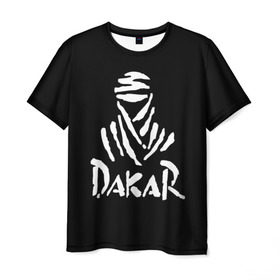 Мужская футболка 3D с принтом Dakar в Новосибирске, 100% полиэфир | прямой крой, круглый вырез горловины, длина до линии бедер | Тематика изображения на принте: dakar | desert | logo | race | rally | sign | гонки | дакар | знак | логотип | пустыня | ралли