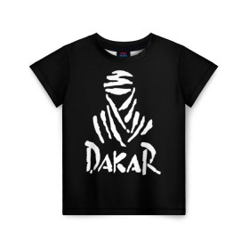 Детская футболка 3D с принтом Dakar в Новосибирске, 100% гипоаллергенный полиэфир | прямой крой, круглый вырез горловины, длина до линии бедер, чуть спущенное плечо, ткань немного тянется | Тематика изображения на принте: dakar | desert | logo | race | rally | sign | гонки | дакар | знак | логотип | пустыня | ралли
