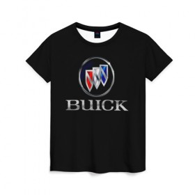 Женская футболка 3D с принтом Buick в Новосибирске, 100% полиэфир ( синтетическое хлопкоподобное полотно) | прямой крой, круглый вырез горловины, длина до линии бедер | america | american | brand | buick | cars | logo | sign | usa | автомобили | америка | американские | знак | логотип | марка | сша