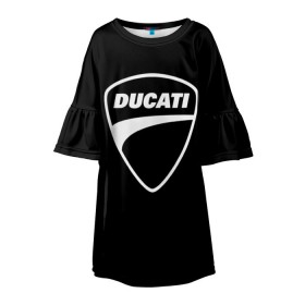 Детское платье 3D с принтом Ducati в Новосибирске, 100% полиэстер | прямой силуэт, чуть расширенный к низу. Круглая горловина, на рукавах — воланы | Тематика изображения на принте: авто | дукати | марка | машина