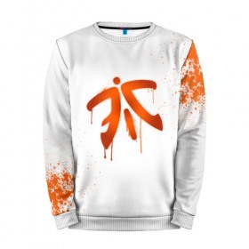 Мужской свитшот 3D с принтом cs:go - Fnatic (White collection) в Новосибирске, 100% полиэстер с мягким внутренним слоем | круглый вырез горловины, мягкая резинка на манжетах и поясе, свободная посадка по фигуре | Тематика изображения на принте: cs go | fnatic | кс го | фнатик