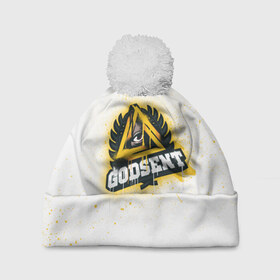 Шапка 3D c помпоном с принтом cs:go - Godsent (White collection) в Новосибирске, 100% полиэстер | универсальный размер, печать по всей поверхности изделия | 