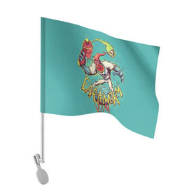 Флаг для автомобиля с принтом Червяк Джим в Новосибирске, 100% полиэстер | Размер: 30*21 см | earthworm jim | космический червяк | червяк джим | червячок джим