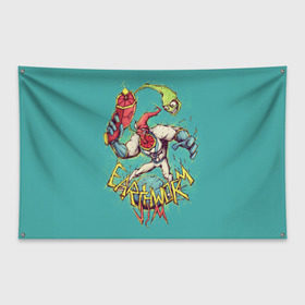 Флаг-баннер с принтом Червяк Джим в Новосибирске, 100% полиэстер | размер 67 х 109 см, плотность ткани — 95 г/м2; по краям флага есть четыре люверса для крепления | earthworm jim | космический червяк | червяк джим | червячок джим