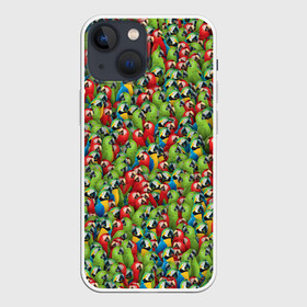 Чехол для iPhone 13 mini с принтом Попугаи в Новосибирске,  |  | ара | животные | паттрен | попугай | птицы | птички | текстура | тропики