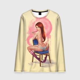 Мужской лонгслив 3D с принтом Pin Up Pop Art Girl в Новосибирске, 100% полиэстер | длинные рукава, круглый вырез горловины, полуприлегающий силуэт | Тематика изображения на принте: comics | girl | lollipop | pin up | pop art | арт | девочка | дизайн | конфетка | лолита | милая | мода | пафос | поп арт | сосательная | стиль | чупа чупс