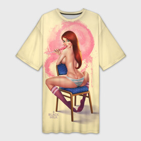 Платье-футболка 3D с принтом Pin Up Pop Art Girl в Новосибирске,  |  | comics | girl | lollipop | pin up | pop art | арт | девочка | дизайн | конфетка | лолита | милая | мода | пафос | поп арт | сосательная | стиль | чупа чупс