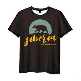 Мужская футболка 3D с принтом Siberia в Новосибирске, 100% полиэфир | прямой крой, круглый вырез горловины, длина до линии бедер | bear | bears | land | siberia | земля | медведей | медвежья | о.м.с.к. | сибирь