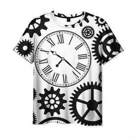 Мужская футболка 3D с принтом Время не ждет в Новосибирске, 100% полиэфир | прямой крой, круглый вырез горловины, длина до линии бедер | время | часы