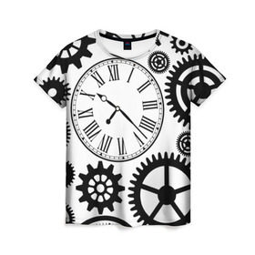 Женская футболка 3D с принтом Время не ждет в Новосибирске, 100% полиэфир ( синтетическое хлопкоподобное полотно) | прямой крой, круглый вырез горловины, длина до линии бедер | время | часы