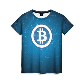 Женская футболка 3D с принтом Bitcoin Blue - Биткоин в Новосибирске, 100% полиэфир ( синтетическое хлопкоподобное полотно) | прямой крой, круглый вырез горловины, длина до линии бедер | bitcoin | ethereum | litecoin | биткоин | интернет | крипта | криптовалюта | лайткоин | майнинг | технологии | эфир