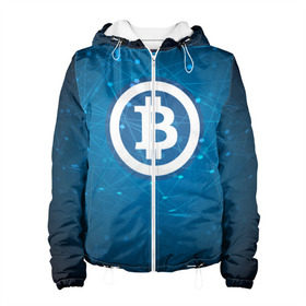 Женская куртка 3D с принтом Bitcoin Blue - Биткоин в Новосибирске, ткань верха — 100% полиэстер, подклад — флис | прямой крой, подол и капюшон оформлены резинкой с фиксаторами, два кармана без застежек по бокам, один большой потайной карман на груди. Карман на груди застегивается на липучку | Тематика изображения на принте: bitcoin | ethereum | litecoin | биткоин | интернет | крипта | криптовалюта | лайткоин | майнинг | технологии | эфир