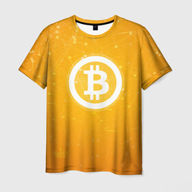 Мужская футболка 3D с принтом Bitcoin - Биткоин в Новосибирске, 100% полиэфир | прямой крой, круглый вырез горловины, длина до линии бедер | Тематика изображения на принте: bitcoin | ethereum | litecoin | биткоин | интернет | крипта | криптовалюта | лайткоин | майнинг | технологии | эфир