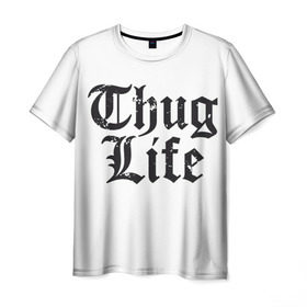 Мужская футболка 3D с принтом Thug Life в Новосибирске, 100% полиэфир | прямой крой, круглый вырез горловины, длина до линии бедер | 2pac | amaru | life | shakur | thug | thung | tupac