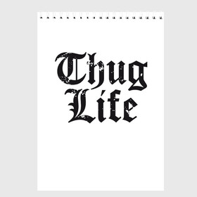Скетчбук с принтом Thug Life в Новосибирске, 100% бумага
 | 48 листов, плотность листов — 100 г/м2, плотность картонной обложки — 250 г/м2. Листы скреплены сверху удобной пружинной спиралью | Тематика изображения на принте: 2pac | amaru | life | shakur | thug | thung | tupac