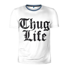 Мужская футболка 3D спортивная с принтом Thug Life в Новосибирске, 100% полиэстер с улучшенными характеристиками | приталенный силуэт, круглая горловина, широкие плечи, сужается к линии бедра | Тематика изображения на принте: 2pac | amaru | life | shakur | thug | thung | tupac