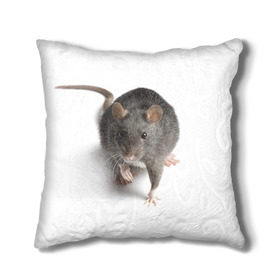 Подушка 3D с принтом Крыса в Новосибирске, наволочка – 100% полиэстер, наполнитель – холлофайбер (легкий наполнитель, не вызывает аллергию). | состоит из подушки и наволочки. Наволочка на молнии, легко снимается для стирки | Тематика изображения на принте: животные | крыса | мышка | мышь