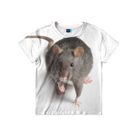 Детская футболка 3D с принтом Крыса в Новосибирске, 100% гипоаллергенный полиэфир | прямой крой, круглый вырез горловины, длина до линии бедер, чуть спущенное плечо, ткань немного тянется | животные | крыса | мышка | мышь