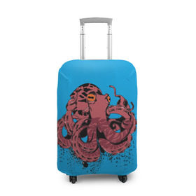 Чехол для чемодана 3D с принтом Осьминог в Новосибирске, 86% полиэфир, 14% спандекс | двустороннее нанесение принта, прорези для ручек и колес | la piovra | octopus | кальмар | лапиовра | морепродукт | морской гад | октопус | осьминог | спрут
