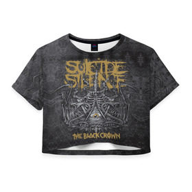 Женская футболка 3D укороченная с принтом Suicide Silence 7 в Новосибирске, 100% полиэстер | круглая горловина, длина футболки до линии талии, рукава с отворотами | suicide silence | суисайд сайленс
