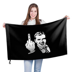 Флаг 3D с принтом Человек с пальцем в Новосибирске, 100% полиэстер | плотность ткани — 95 г/м2, размер — 67 х 109 см. Принт наносится с одной стороны | менеджер