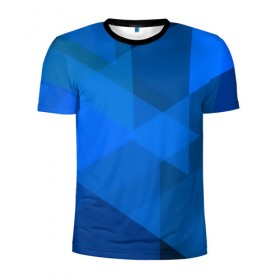 Мужская футболка 3D спортивная с принтом blue texsture в Новосибирске, 100% полиэстер с улучшенными характеристиками | приталенный силуэт, круглая горловина, широкие плечи, сужается к линии бедра | abstraction | абстракция | геометрия | грани | линии | полигоны | сочетания | треугольники