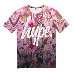 Мужская футболка 3D с принтом Hype Flowers в Новосибирске, 100% полиэфир | прямой крой, круглый вырез горловины, длина до линии бедер | fashion | glamour | hawaii | hype | style | tropic | вечеринка | гаваи | гламур | джунгли | клуб | мода | немножечко | пальмы | пафос | стиль | тренд | тропики | хайп | хайпанем | цветок | цветы