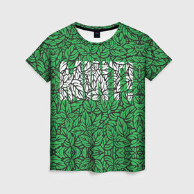 Женская футболка 3D с принтом Mint - Мята в Новосибирске, 100% полиэфир ( синтетическое хлопкоподобное полотно) | прямой крой, круглый вырез горловины, длина до линии бедер | 420 | buds | mint | зеленый | зелень | листья | мята | мятный | природа | раста | растаман | текстура | узор | шишки