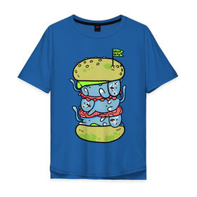Мужская футболка хлопок Oversize с принтом drop dead в Новосибирске, 100% хлопок | свободный крой, круглый ворот, “спинка” длиннее передней части | burger | cat | citty | hamburger | бургер | гамбургер | кот | кошка