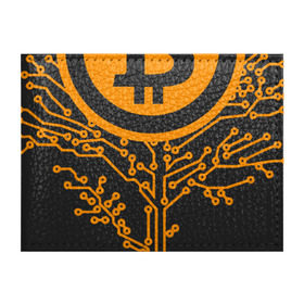 Обложка для студенческого билета с принтом Bitcoin Tree - Дерево Биткоин в Новосибирске, натуральная кожа | Размер: 11*8 см; Печать на всей внешней стороне | Тематика изображения на принте: bitcoin | blockchain | tree | биткоин | блокчейн | валюта | деньги | дерево | крипто | криптовалюта | майнинг | технологии