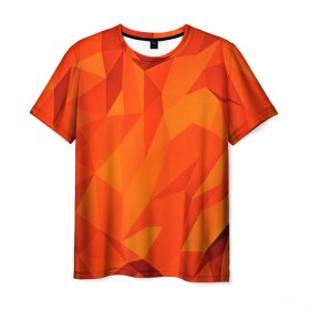 Мужская футболка 3D с принтом Orange geometry в Новосибирске, 100% полиэфир | прямой крой, круглый вырез горловины, длина до линии бедер | abstraction | абстракция | геометрия | грани | линии | полигоны | сочетания | текстура | треугольники