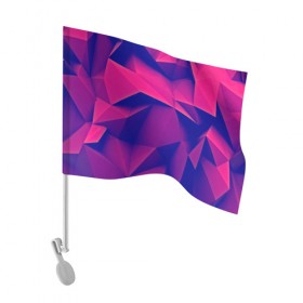 Флаг для автомобиля с принтом Violet polygon в Новосибирске, 100% полиэстер | Размер: 30*21 см | 3d | abstraction | абстракция | геометрия | грани | линии | полигоны | розовый | сочетания | текстура | треугольники | фиолетовый