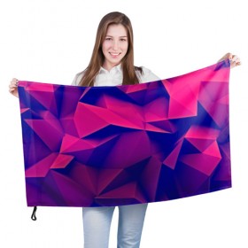 Флаг 3D с принтом Violet polygon в Новосибирске, 100% полиэстер | плотность ткани — 95 г/м2, размер — 67 х 109 см. Принт наносится с одной стороны | 3d | abstraction | абстракция | геометрия | грани | линии | полигоны | розовый | сочетания | текстура | треугольники | фиолетовый