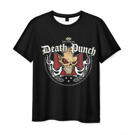 Мужская футболка 3D с принтом Five Finger Death Punch 2 в Новосибирске, 100% полиэфир | прямой крой, круглый вырез горловины, длина до линии бедер | Тематика изображения на принте: 5fdp | ffdp | five finger death punch