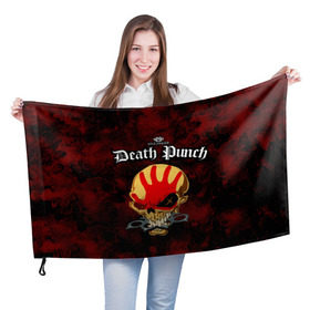 Флаг 3D с принтом Five Finger Death Punch 4 в Новосибирске, 100% полиэстер | плотность ткани — 95 г/м2, размер — 67 х 109 см. Принт наносится с одной стороны | 5fdp | ffdp | five finger death punch