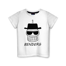 Детская футболка хлопок с принтом Benderg в Новосибирске, 100% хлопок | круглый вырез горловины, полуприлегающий силуэт, длина до линии бедер | bender | breaking bad | futurama | бендер | во все тяжкие | зойдберг | космос | футурама