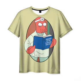 Мужская футболка 3D с принтом Зоидберг в Новосибирске, 100% полиэфир | прямой крой, круглый вырез горловины, длина до линии бедер | bender | futurama | бендер | зойдберг | космос | футурама