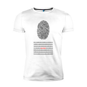 Мужская футболка премиум с принтом Hacked в Новосибирске, 92% хлопок, 8% лайкра | приталенный силуэт, круглый вырез ворота, длина до линии бедра, короткий рукав | code | developer | hacker | взлом | кодер | отпечаток | прогер | программирование | хакер
