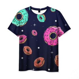 Мужская футболка 3D с принтом Black Milk Космические Пончики в Новосибирске, 100% полиэфир | прямой крой, круглый вырез горловины, длина до линии бедер | Тематика изображения на принте: black milk | donut | donuts | space | the simpsons | trend | глазурь | дизайн | еда | звезда | звёзды | космос | мода | пончик | симпсоны | симсоны | сладкий | стиль | тренд | узор