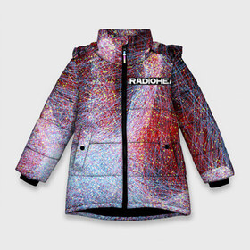 Зимняя куртка для девочек 3D с принтом Radiohead 3 в Новосибирске, ткань верха — 100% полиэстер; подклад — 100% полиэстер, утеплитель — 100% полиэстер. | длина ниже бедра, удлиненная спинка, воротник стойка и отстегивающийся капюшон. Есть боковые карманы с листочкой на кнопках, утяжки по низу изделия и внутренний карман на молнии. 

Предусмотрены светоотражающий принт на спинке, радужный светоотражающий элемент на пуллере молнии и на резинке для утяжки. | radiohead | радиохэд | том йорк