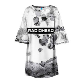 Детское платье 3D с принтом Radiohead 8 в Новосибирске, 100% полиэстер | прямой силуэт, чуть расширенный к низу. Круглая горловина, на рукавах — воланы | Тематика изображения на принте: radiohead | радиохэд | том йорк