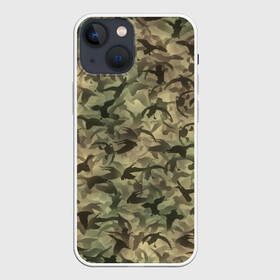 Чехол для iPhone 13 mini с принтом Охотничий камуфляж с утками в Новосибирске,  |  | гусиная | гусь | дичь | лес | милитари | охота | охотник | паттерн | птицы | текстура | утиная | утка | хаки