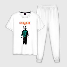 Мужская пижама хлопок с принтом ИГНОР в Новосибирске, 100% хлопок | брюки и футболка прямого кроя, без карманов, на брюках мягкая резинка на поясе и по низу штанин
 | арт | бэнкси | граффити | поп арт | стрит арт