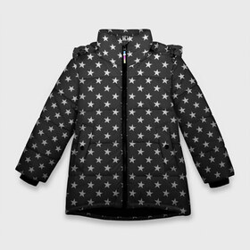 Зимняя куртка для девочек 3D с принтом Black Milk Stars Black в Новосибирске, ткань верха — 100% полиэстер; подклад — 100% полиэстер, утеплитель — 100% полиэстер. | длина ниже бедра, удлиненная спинка, воротник стойка и отстегивающийся капюшон. Есть боковые карманы с листочкой на кнопках, утяжки по низу изделия и внутренний карман на молнии. 

Предусмотрены светоотражающий принт на спинке, радужный светоотражающий элемент на пуллере молнии и на резинке для утяжки. | black | black milk | club | party | pattern | star | stars | вечеринка | геометрия | дизайн | звезда | звездная | звёзды | клуб | мода | путешествие | текстура | узор | чёрная