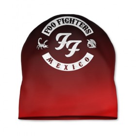 Шапка 3D с принтом Foo Fighters 3 в Новосибирске, 100% полиэстер | универсальный размер, печать по всей поверхности изделия | foo fighters | дэйв грол | фу файтерс