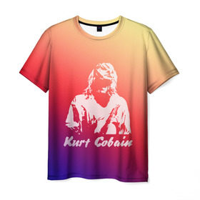 Мужская футболка 3D с принтом Kurt Cobain в Новосибирске, 100% полиэфир | прямой крой, круглый вырез горловины, длина до линии бедер | nirvana |  курт кобейн | нирвана | рок