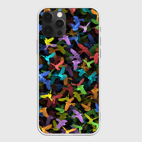 Чехол для iPhone 12 Pro Max с принтом Разноцветные птички в Новосибирске, Силикон |  | ворбьи | куча | паттерн | птица | птицы | радуга | радужный | синцы | стая | текстура